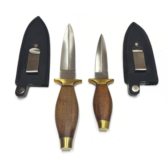 Double Edge Boot Knife with Wooden Handle