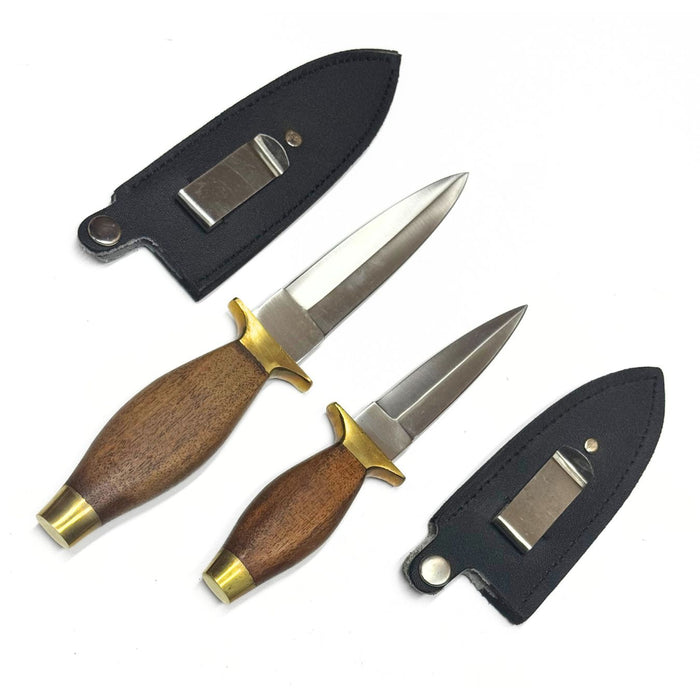 Double Edge Boot Knife with Wooden Handle