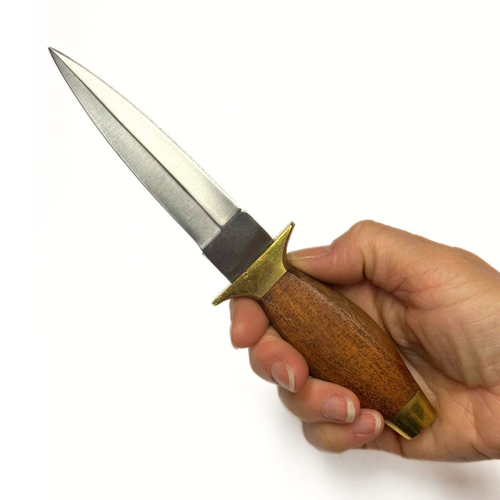 Double Edge Boot Knife with Wooden Handle