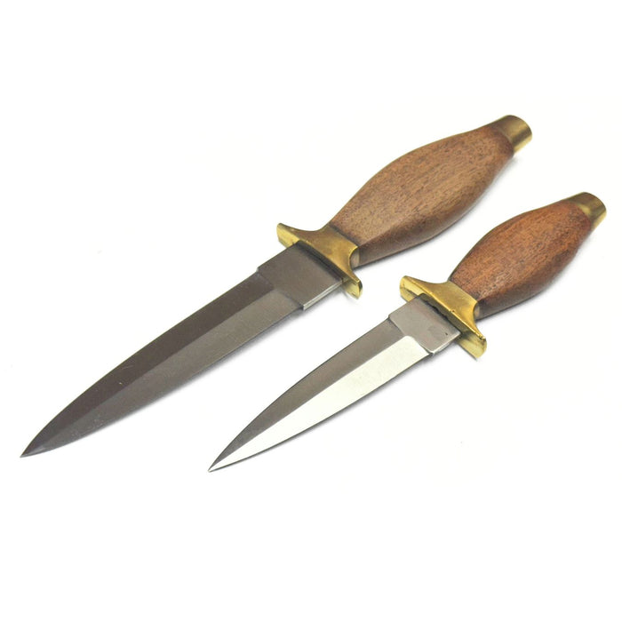 Double Edge Boot Knife with Wooden Handle