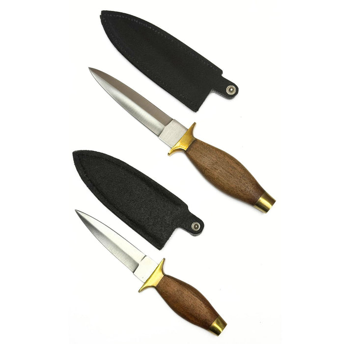Double Edge Boot Knife with Wooden Handle