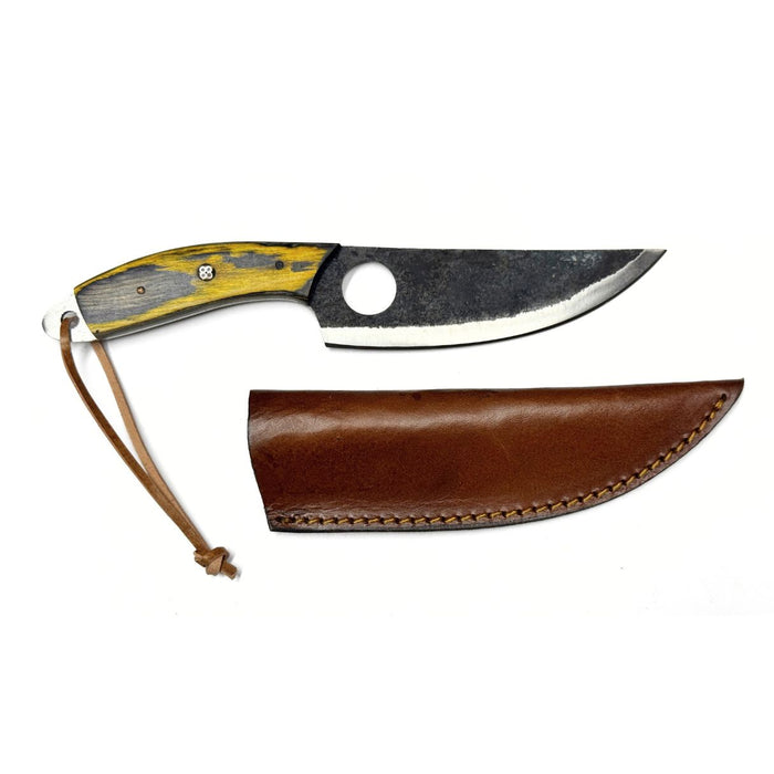 Bruin Skinner Knife – 9.5" Full Tang Stainless Steel Hunting Knife with Colorwood Handle & Leather Sheath