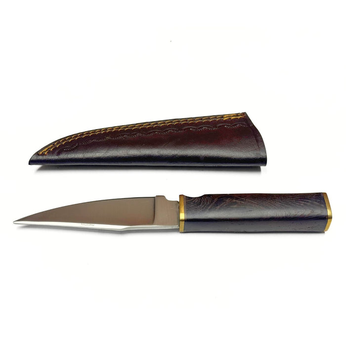 Unique Skinner Knife with Wenge Wood Handle & Leather Sheath – 8.5" Stainless Steel Blade