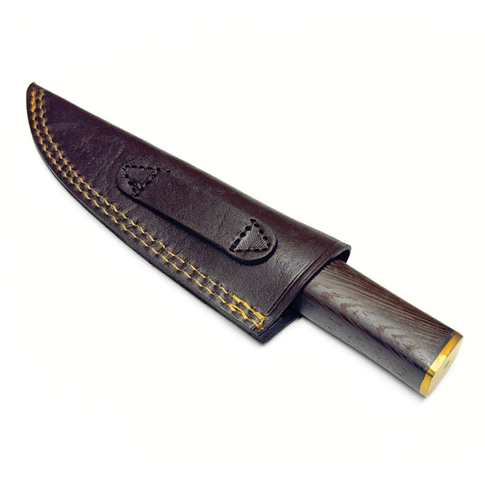 Unique Skinner Knife with Wenge Wood Handle & Leather Sheath – 8.5" Stainless Steel Blade