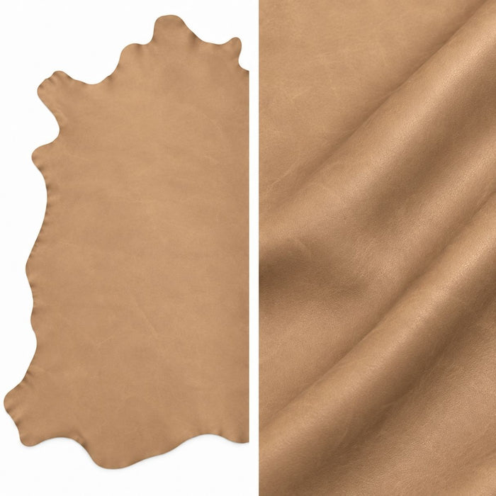 Tan Upholstery Crust Leather - Large Full Hides - Extra Large Full Hides - Cowhide Die Cut Squares