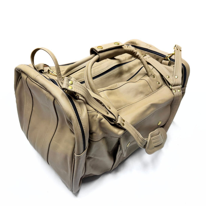 Leather Duffle Bag - Zipper Travel Tote - Weekend Bag for Men & Women - Large - Medium - Small - Black - Brown - Tan