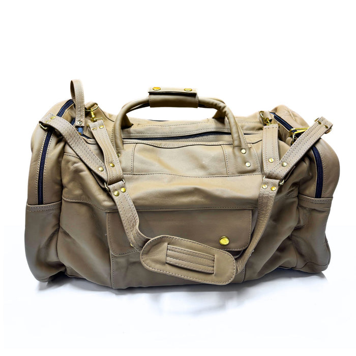 Leather Duffle Bag - Zipper Travel Tote - Weekend Bag for Men & Women - Large - Medium - Small - Black - Brown - Tan