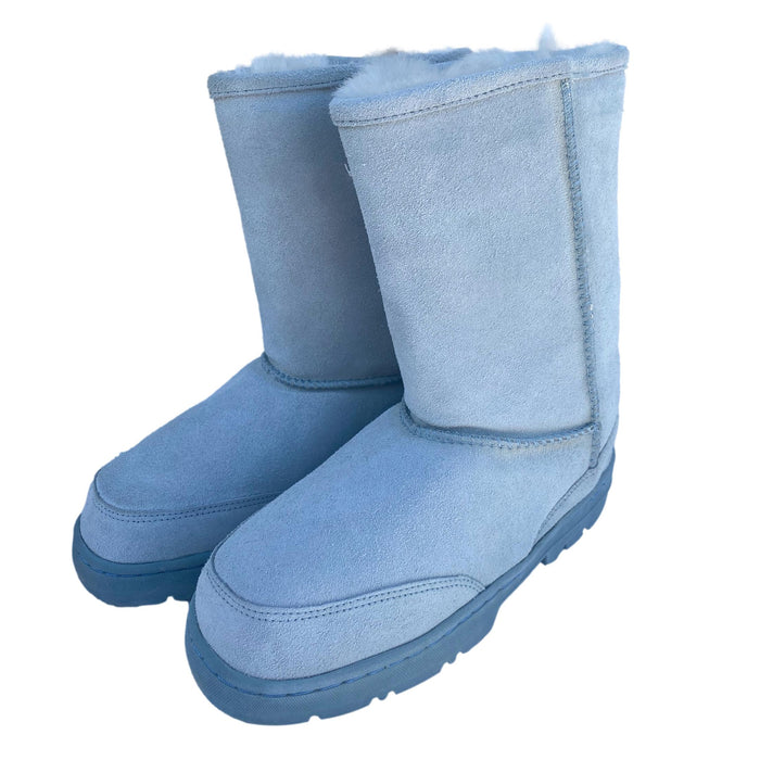 10" Blue Boots - Genuine Sheepskin Slip On Boots