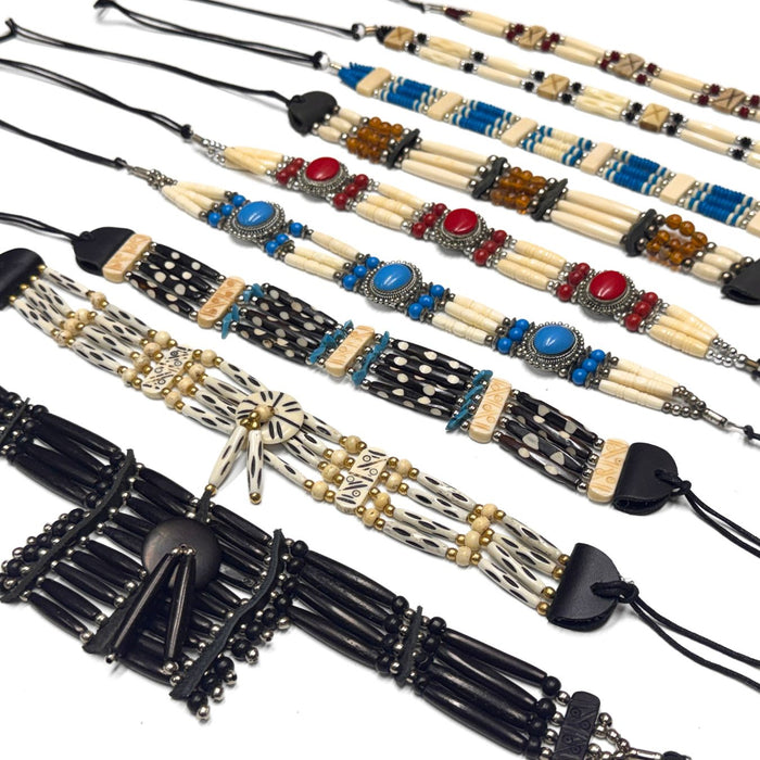Native Style Adjustable Bone Choker Necklaces