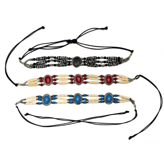 Native Style Adjustable Bone Choker Necklaces
