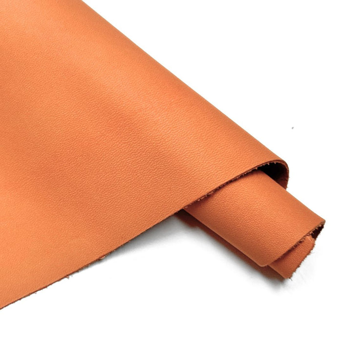 Burnt Orange Upholstery Crust Leather - Large Full Hides - Extra Large Full Hides - Cowhide Die Cut Squares