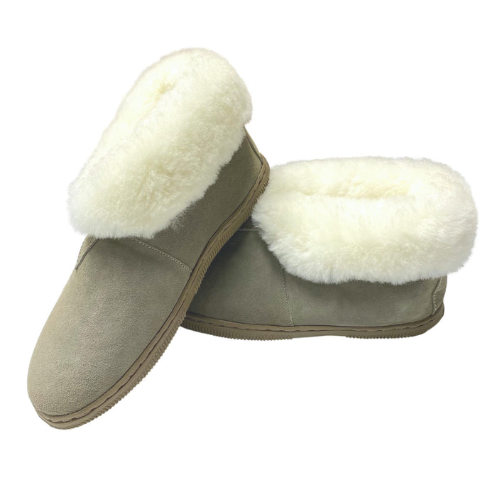 LU Men's Toasty Camp Slippers - Hard Sole Genuine Sheepskin Ankle Boots - Indoor Outdoor Booties