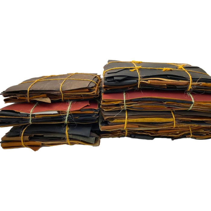 Saddle Brown Leather Pieces - 5 lb Bundle - 3 to 4 oz Cowhide Leather Scraps