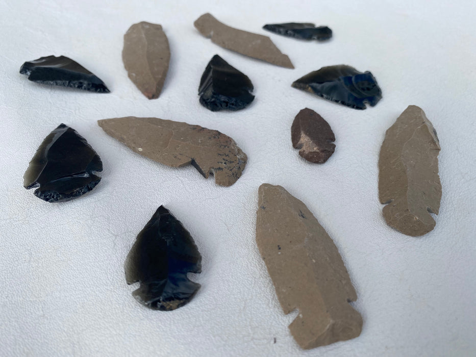 Economy Grade Arrowheads - Obsidian & Stone Assorted Arrowheads
