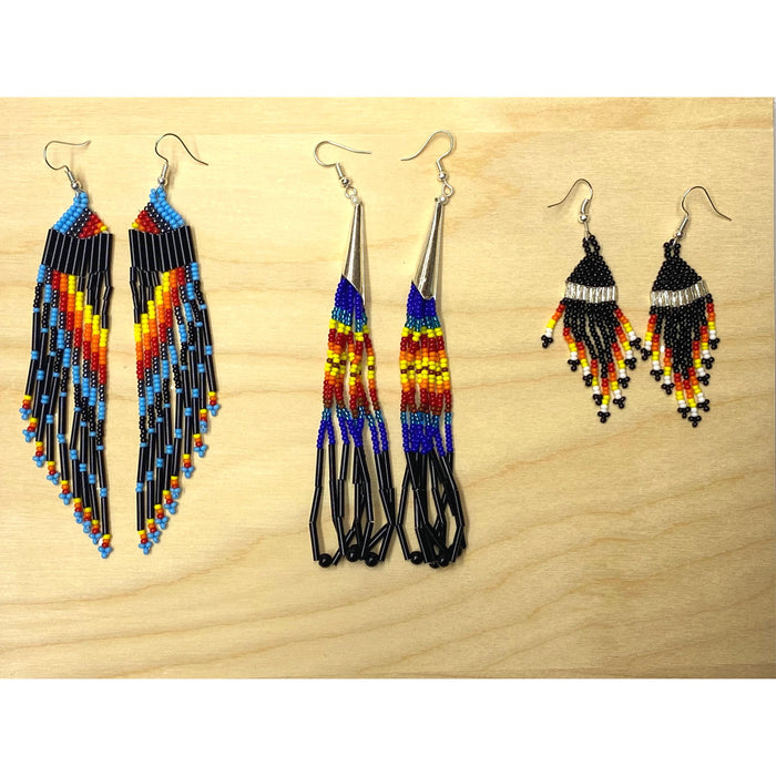 Hand Made Indian Style Beaded Earrings - Colorful Native American Jewelry