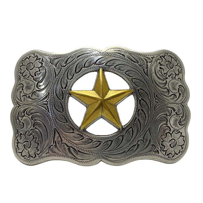 Gold Star Two-toned Trophy Belt Buckle