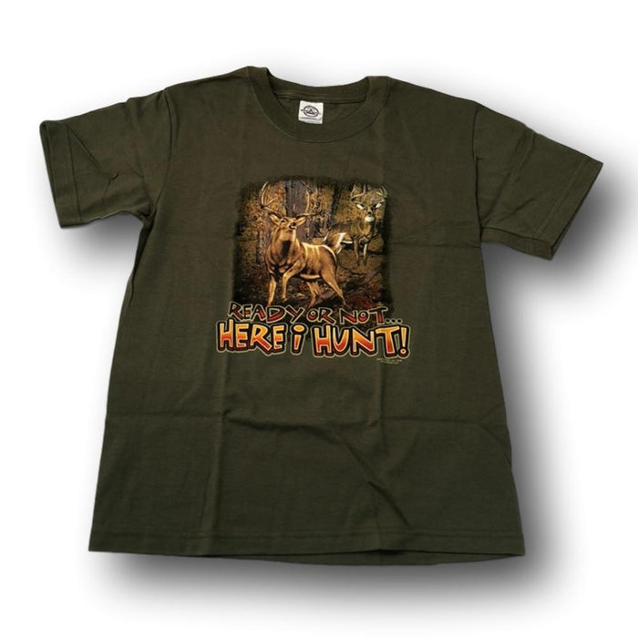 "Ready Or Not, Here I Hunt" Little Hunter Kid's T-shirt - Youth M - Youth XS