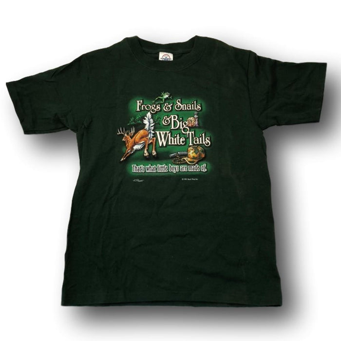 "Frogs & Snails & Big Whitetails - That's What Little Boys Are Made Of" Little Hunter Green T-shirt - Youth L - Youth S