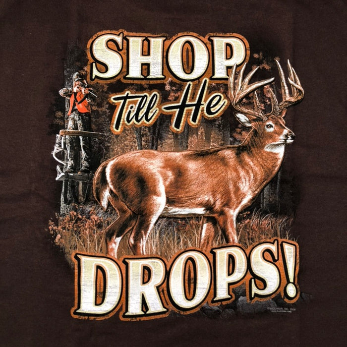 "Shop Til He Drops" Hunting Humor Tshirt - Adult XL