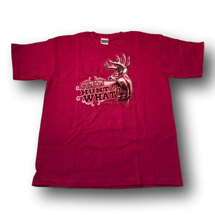 "Girls Can't Hunt What?" Little Hunter Pink T-shirt For Girls - Youth L - Youth M