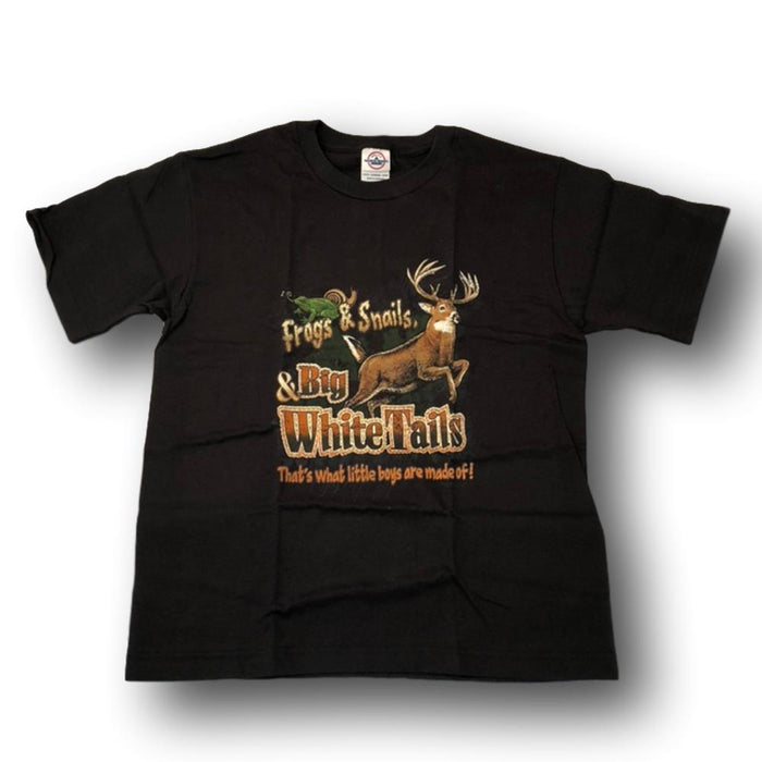 "Frogs & Snails & Big Whitetails - That's What Little Boys Are Made Of" Little Hunter Black T-shirt - Youth L