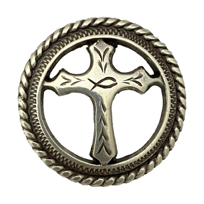 4 Pack Large Christian Cross Screw Back Conchos with Roped Edge - 1 1/8"