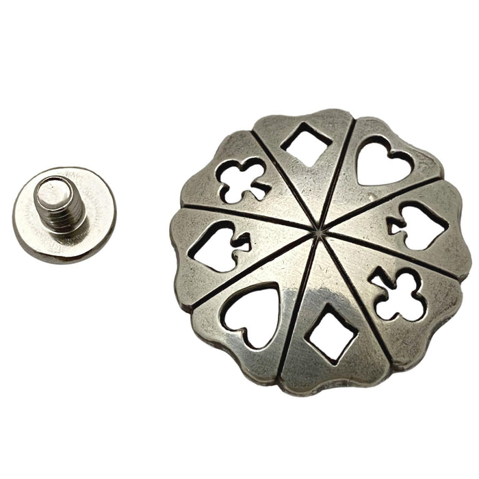 4 Pack Playing Card Suit Screw Back Conchos - 1"