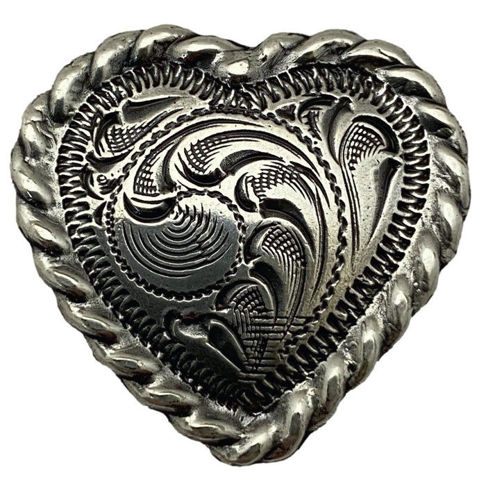 4 Pack Rope Edged Heart Shaped Screw Back Concho - 1"