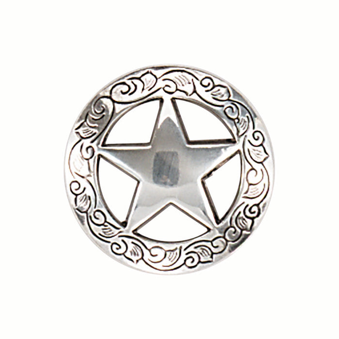 4 Pack Star Screw Back Conchos with Leaf Border - 1 1/2"