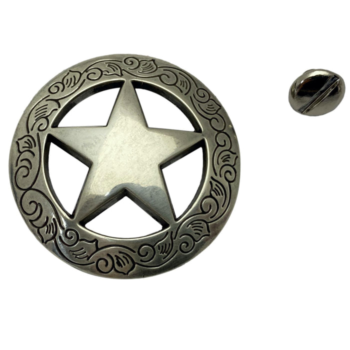 4 Pack Star Screw Back Conchos with Leaf Border - 1 1/2"