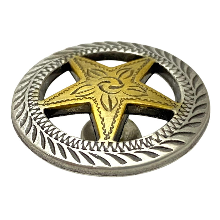 4 Pack Two Toned Gold Star with Silver Roped Edge Screw Back Conchos - 1"