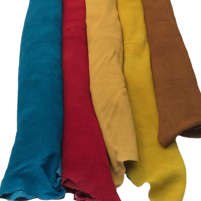 Natural Deerskin Splits Suede Leather Hides in Turquoise, Red, Smoke, Gold and Nutmeg