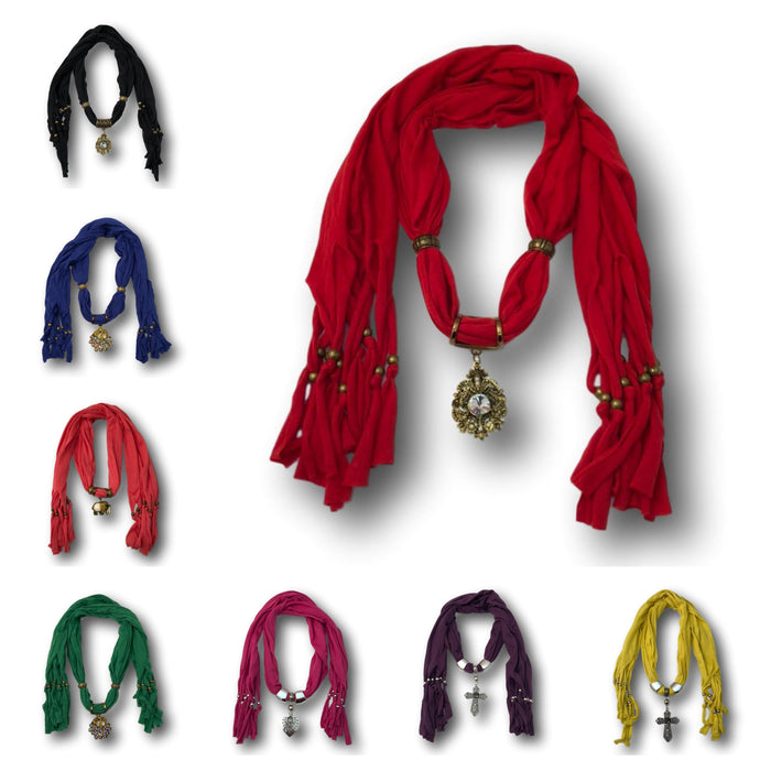 Unique Charming Fashion Scarves with Pendants - Assorted Pack of 3