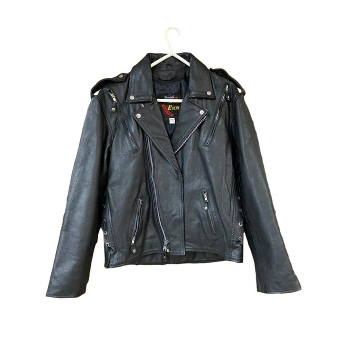 Men's XL Black Leather Biker Jacket