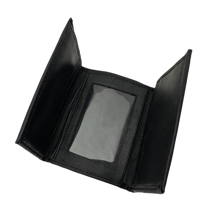 Soft Cowhide Trifold Black Leather Wallet for Men