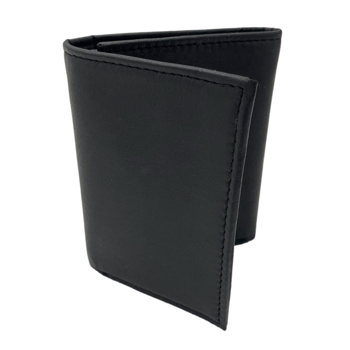 Soft Cowhide Trifold Black Leather Wallet for Men