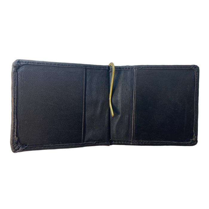 Men's Basic Black Leather Money Clip Wallet