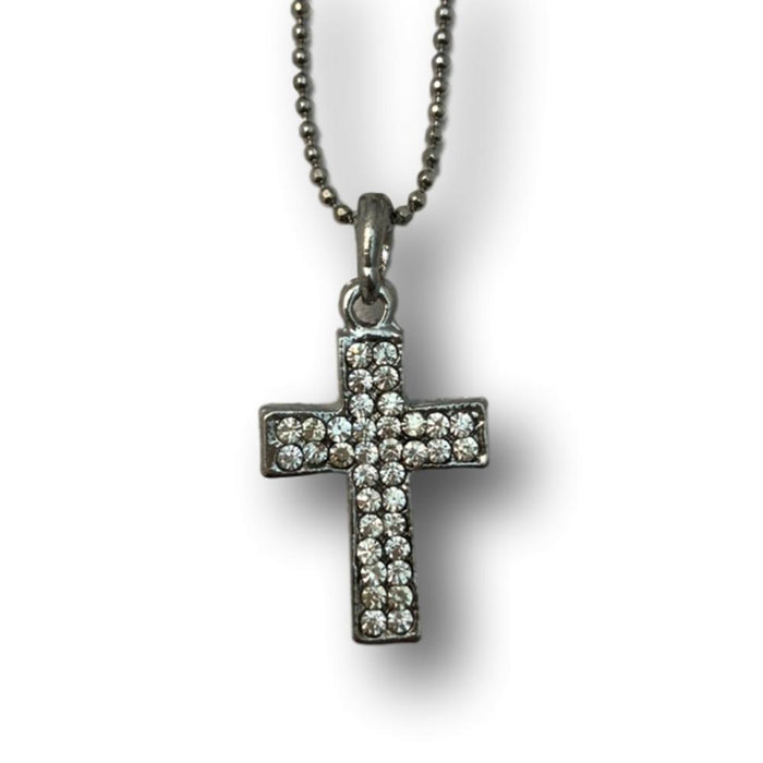 Cubic Zirconia Silver Cross Necklaces - Religious Fashion Jewelry