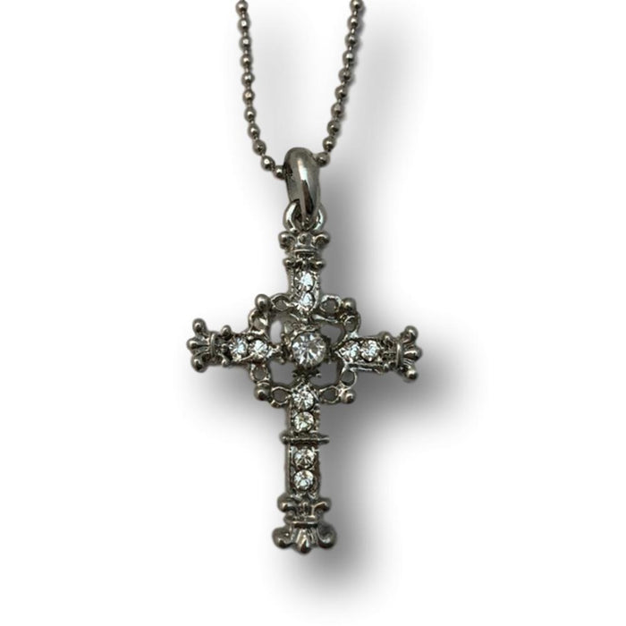Cubic Zirconia Silver Cross Necklaces Religious Fashion Jewelry