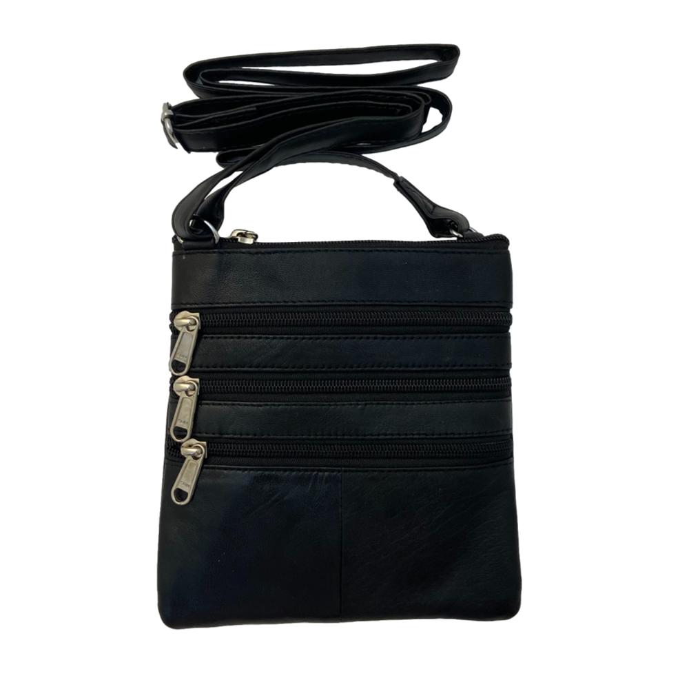 Small leather crossbody bag with zipper Clearance