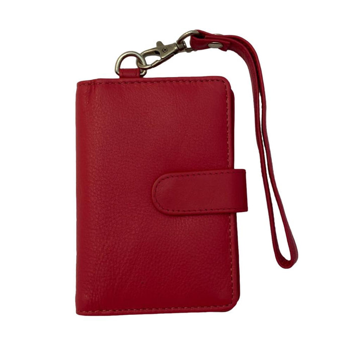 Fine Leather Clutch Wallet with Wrist Strap, Zipper Closures
