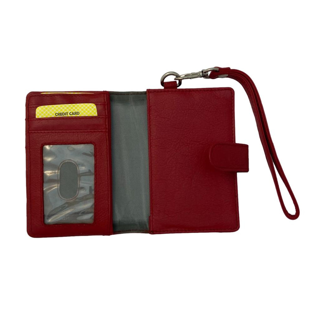 Fine Leather Clutch Wallet with Wrist Strap, Zipper Closures & Credit — Leather Unlimited