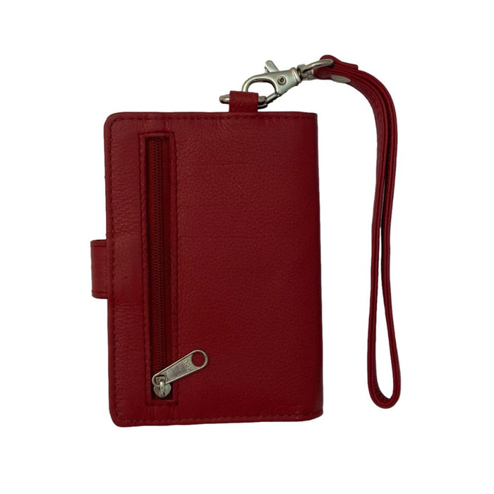 Fine Leather Clutch Wallet with Wrist Strap, Zipper Closures & Credit Card Pockets