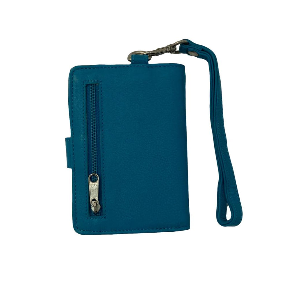 Fine Leather Clutch Wallet with Wrist Strap, Zipper Closures & Credit — Leather Unlimited