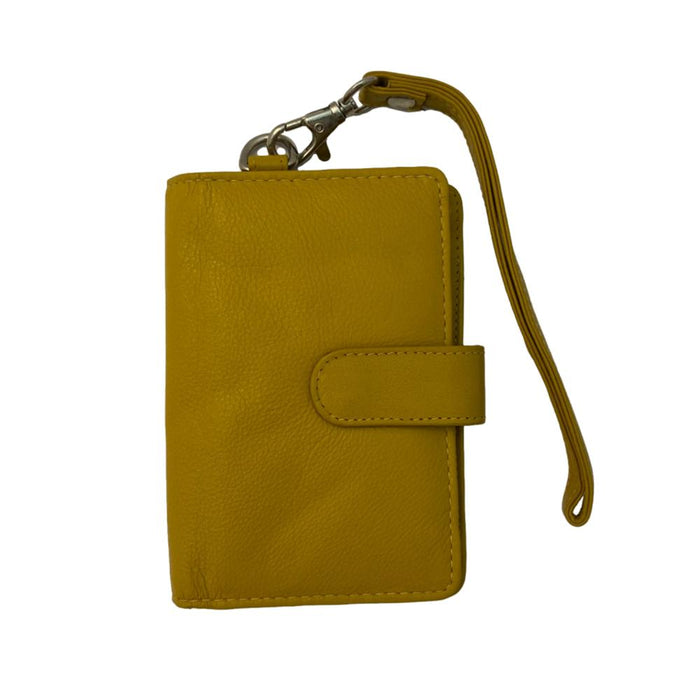 Fine Leather Clutch Wallet with Wrist Strap, Zipper Closures & Credit Card Pockets