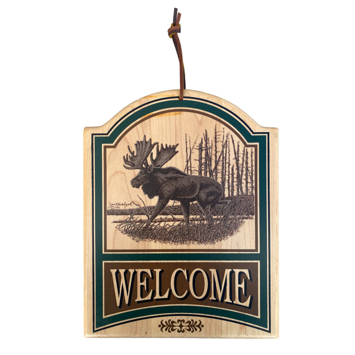 Moose Welcome Sign - Hardwood House Decor