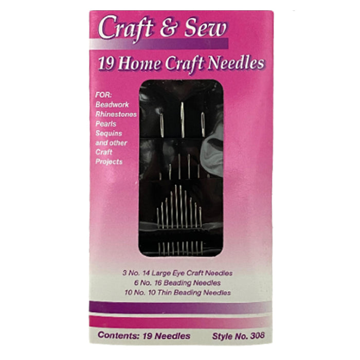 19 Piece High Carbon Steel Beading, Crafting, & Stitching Needles