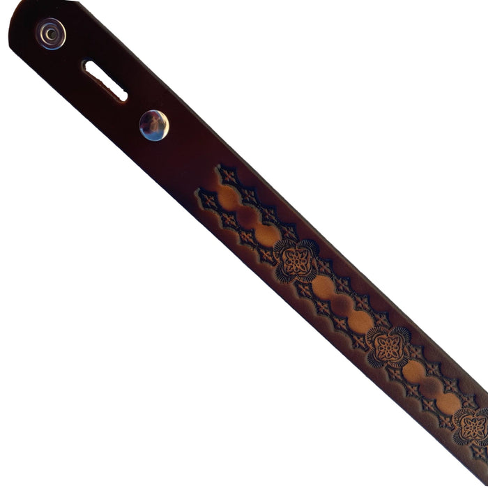 Western Design Deeply Embossed Dyed Leather Belt - 42" to 54"