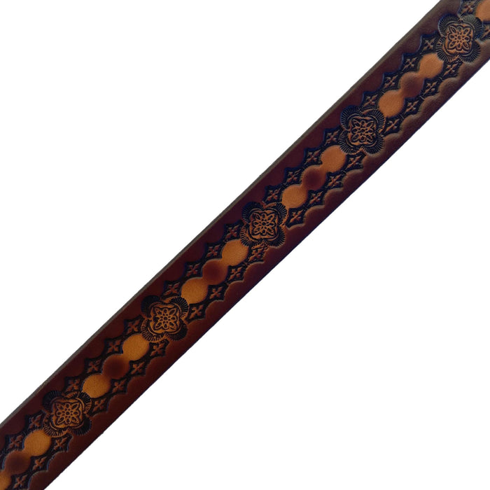 Western Design Deeply Embossed Dyed Leather Belt - 42" to 54"