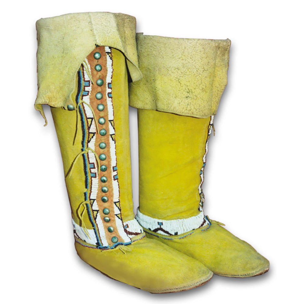 Native American Plains Style High Top Moccasins Pattern - Make Your Ow — Leather Unlimited native-american-plains-style-high-top-moccasins-pattern-make-your-ow-leather-unlimited
